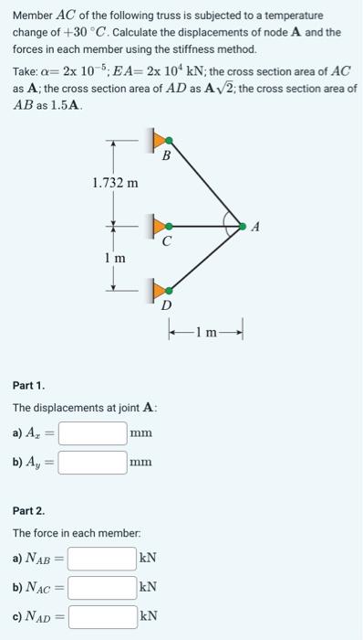 Solved Member AC of the following truss is subjected to a | Chegg.com