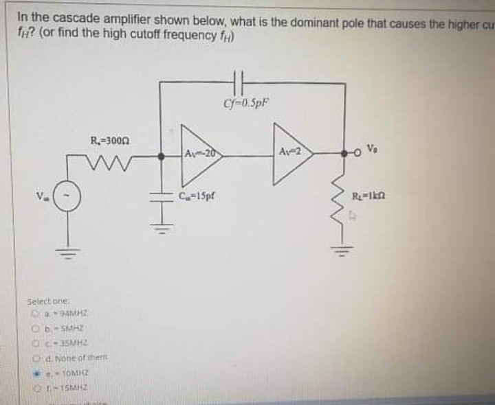 Solved In the cascade amplifier shown below, what is the | Chegg.com