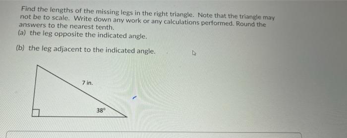 Solved Find the lengths of the missing legs in the right | Chegg.com