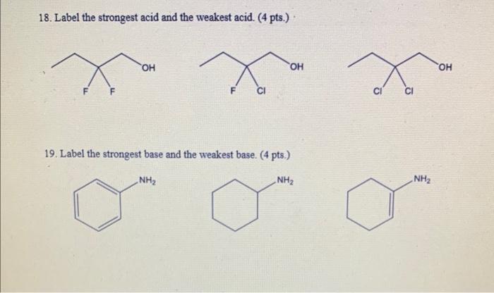 Solved 18. Label the strongest acid and the weakest acid. ( | Chegg.com