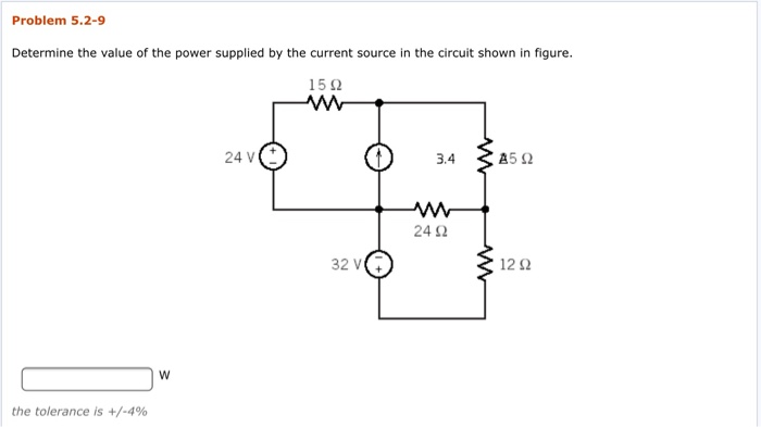 Solved Problem 5.2-9 Determine the value of the power | Chegg.com