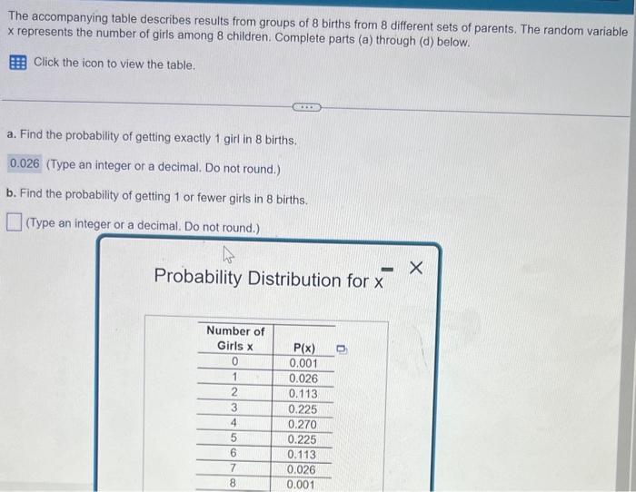 Solved The accompanying table describes results from groups | Chegg.com