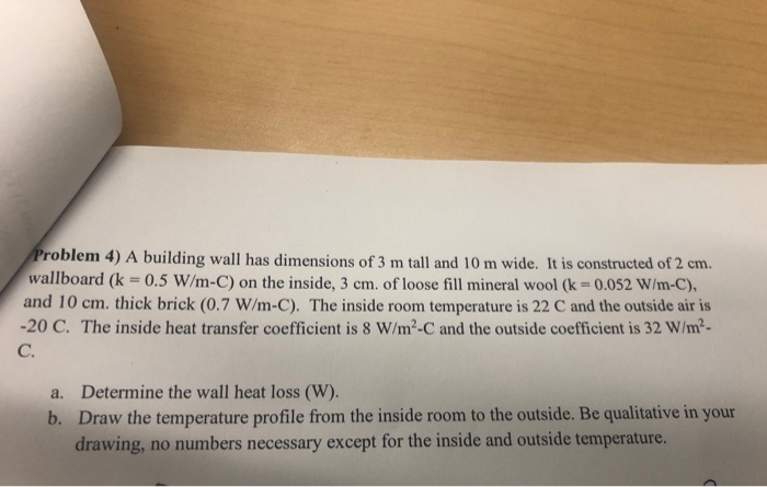 Solved Problem 4) A building wall has dimensions of 3 m tall | Chegg.com