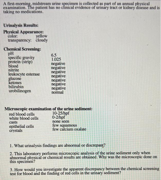 solved-a-first-morning-midstream-urine-specimen-is-chegg