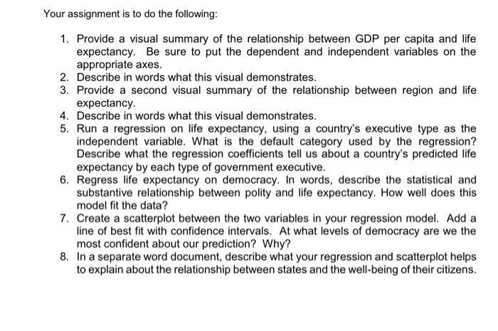 Solved Your assignment is to do the following: 1. Provide a | Chegg.com