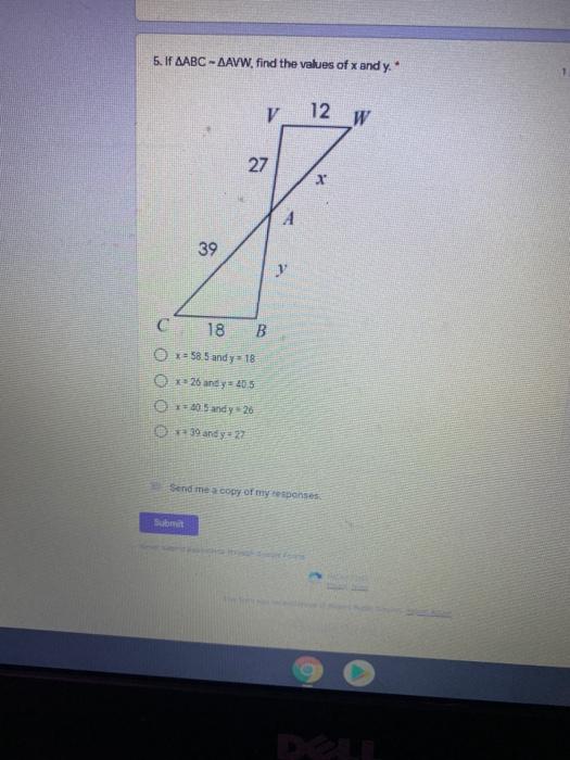 Solved 5 If bc vw Find The Values Of X And Y V 12 Chegg Com