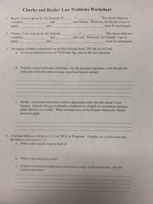 Solved Charles and Boyles #39 Law Problems Worksheet 1 Boyle #39 s Chegg com
