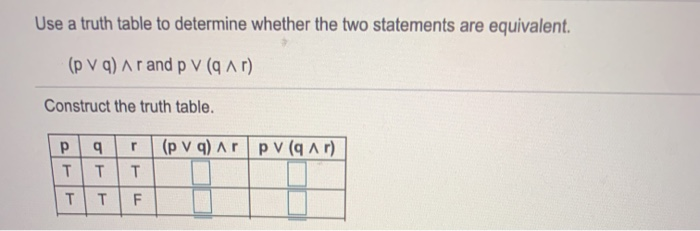 Solved Use a truth table to determine whether the two | Chegg.com