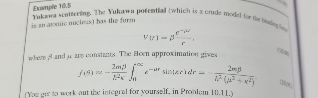 Example 10.5Yukawa scattering. The Yukawa potential | Chegg.com