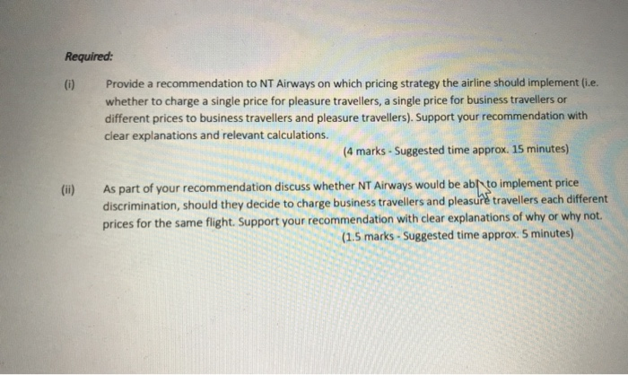 d) The management of NT Airways is thinking about | Chegg.com