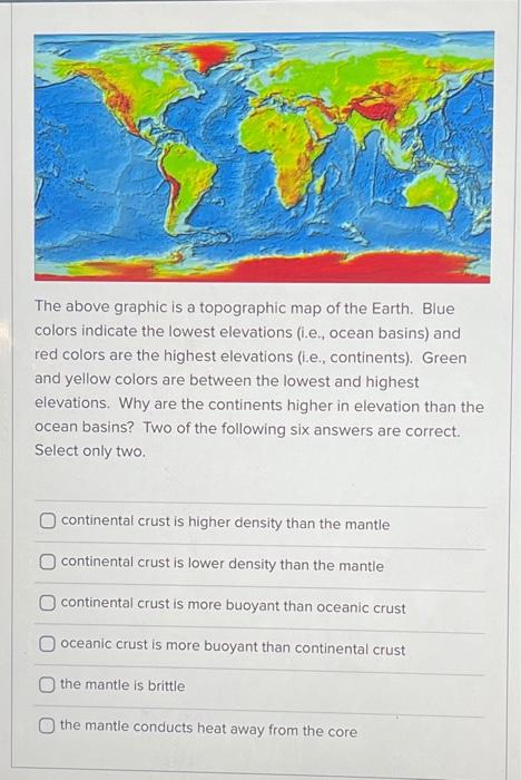 Solved The above graphic is a topographic map of the Earth. | Chegg.com