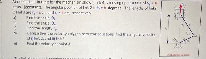 Solved At one instant in time for the mechanism shown, link | Chegg.com