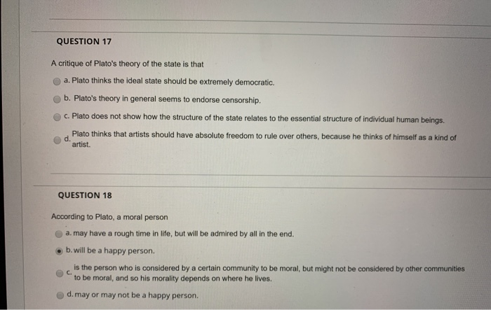 Solved QUESTION 11 In his theory of the state, Plato thinks | Chegg.com