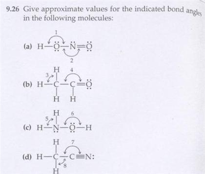 Solved Give approximate values for the indicated bond angles | Chegg.com