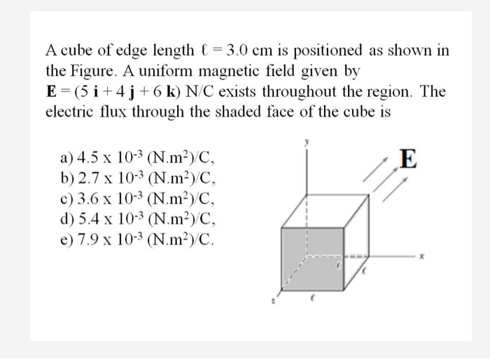 Solved A Cube Of Edge Length L 3 0 Cm Is Positioned As Chegg Com