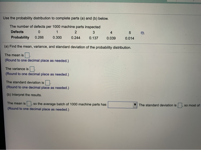 Solved Use the probability distribution to complete parts | Chegg.com