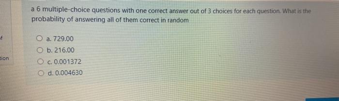Solved a 6 multiple-choice questions with one correct answer | Chegg.com