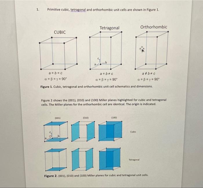 Solved 1. Primitive Cubic, Tetragonal And Orthorhombic Unit | Chegg.com