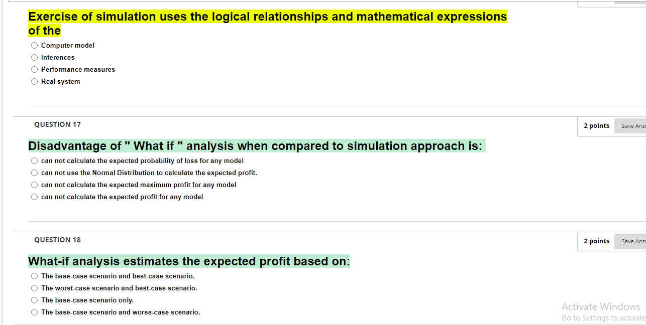 Solved Exercise of simulation uses the logical relationships | Chegg.com