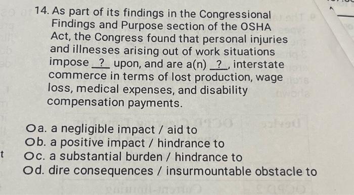 Solved 14. As part of its findings in the Congressional | Chegg.com