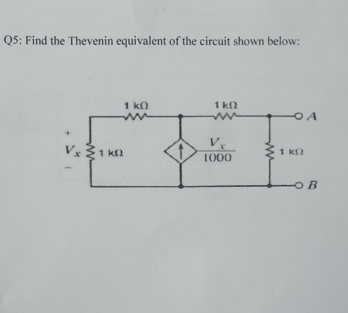 Solved Q5: Find the Thevenin equivalent of the circuit shown | Chegg.com