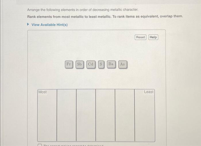 Solved Arrange the following elements in order of decreasing | Chegg.com