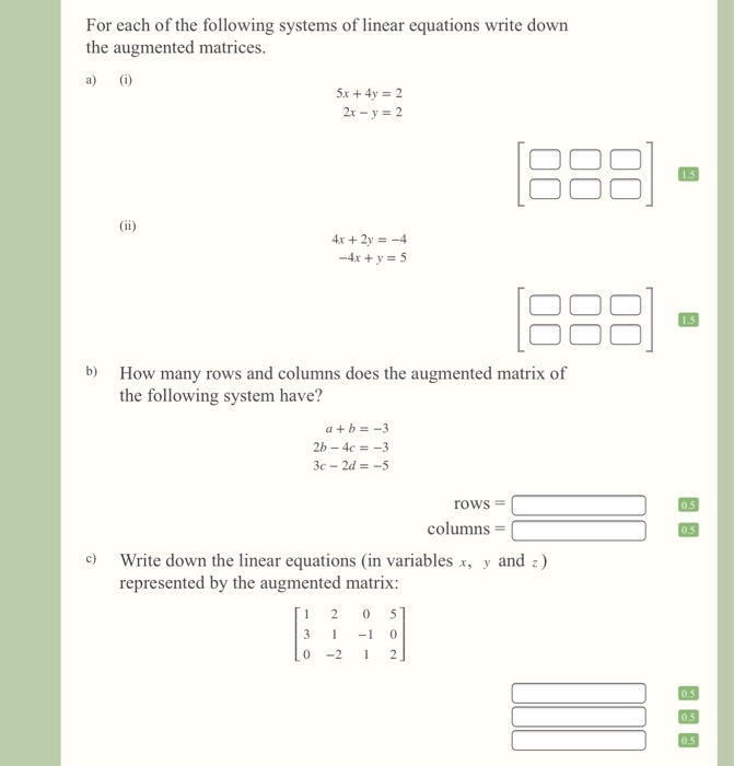 Solved For Each Of The Following Systems Of Linear Equati Chegg Com