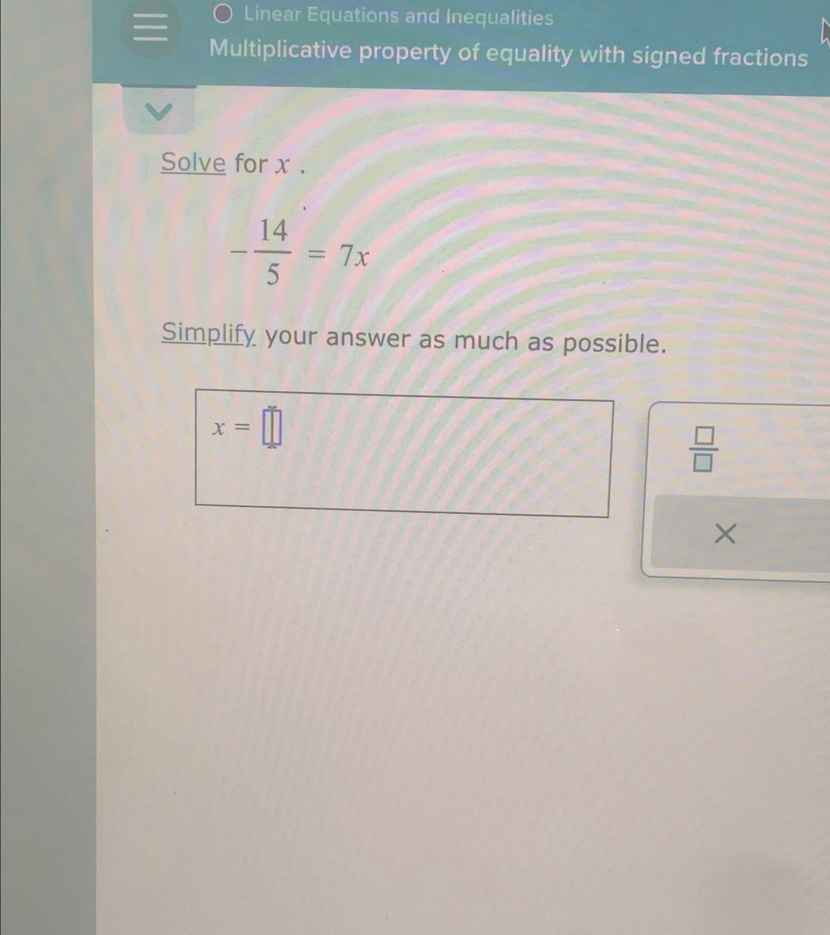 Solved Linear Equations and InequalitiesMultiplicative | Chegg.com