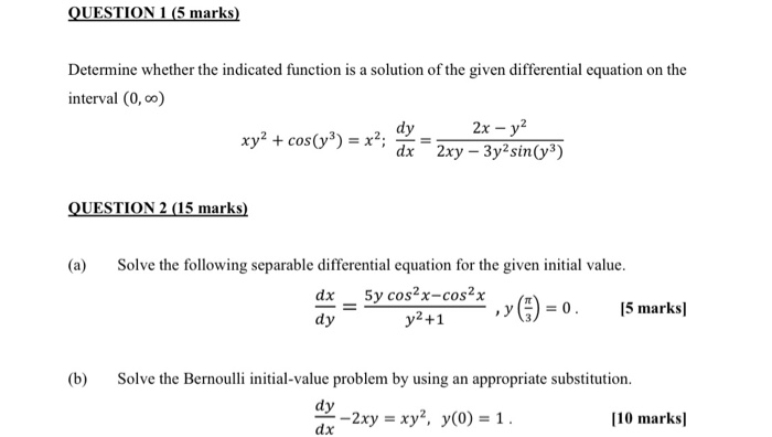 Solved QUESTION 1 (5 marks) Determine whether the indicated | Chegg.com
