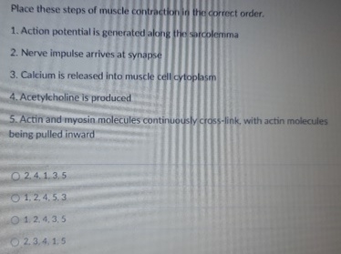 Solved Place these steps of muscle contraction in the | Chegg.com