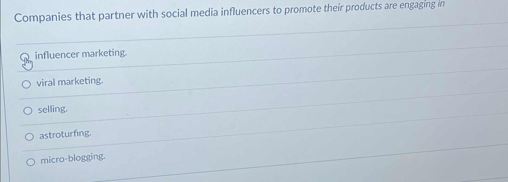 Solved Companies that partner with social media influencers | Chegg.com