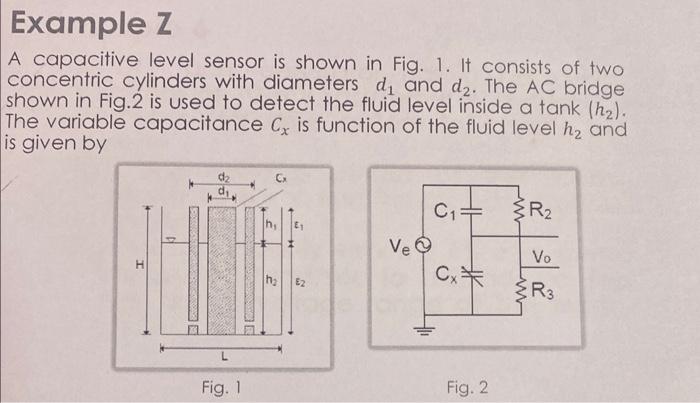 Solved A capacitive level sensor is shown in Fig. 1. It | Chegg.com