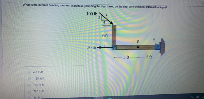 Solved What is the internal bending moment at point B | Chegg.com
