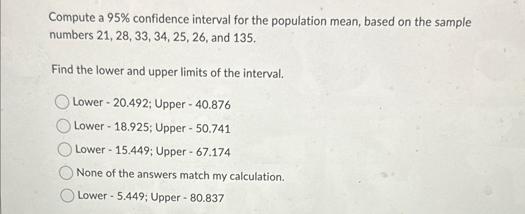 Solved Compute a 95% ﻿confidence interval for the population | Chegg.com