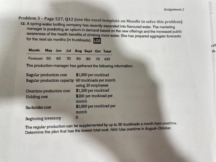 Solved Assignment 2 Problem 3 - Page 527, Q12 (use the excel | Chegg.com