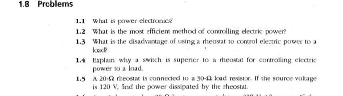 Solved 1.8 Problems 1.1 What is power electronics? 1.2 What | Chegg.com