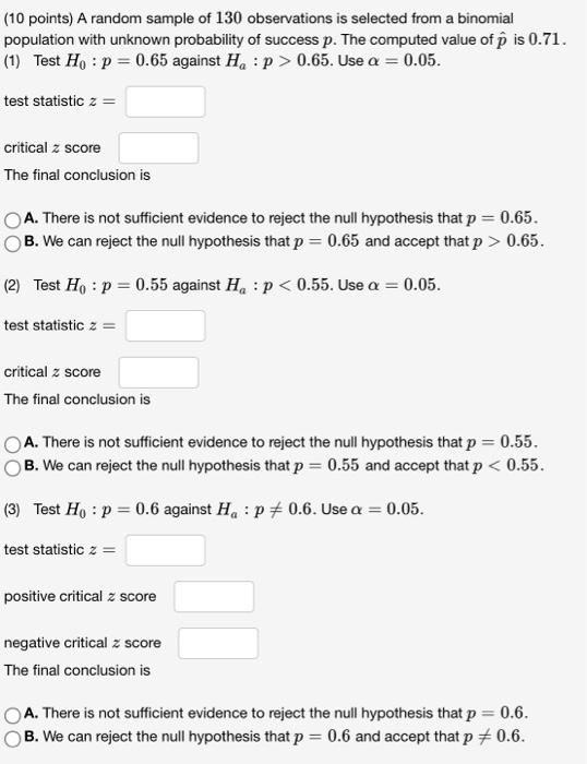 Solved (10 points) A random sample of 130 observations is | Chegg.com