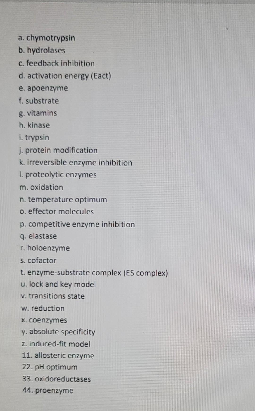 Solved Enzymes Chapter 19 Vocabulary 1. Metal ions, organic