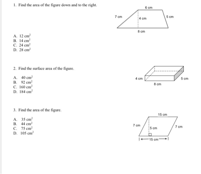 Solved 1. Find The Area Of The Figure Down And To The Right 