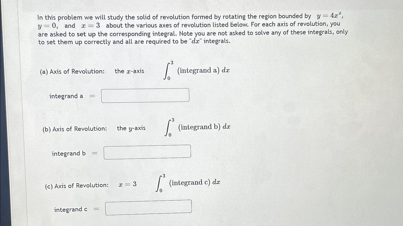 Solved In this problem we will study the solid of revolution | Chegg.com