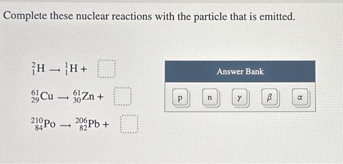 Solved Complete These Nuclear Reactions With The Particle | Chegg.com