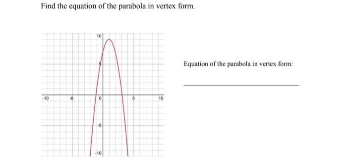 question write an equation of the parabola in vertex form