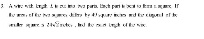 Solved 3. A wire with length L is cut into two parts. Each | Chegg.com
