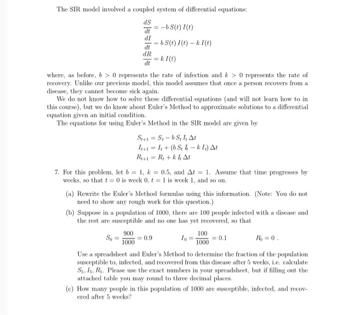 Sir Model Math Solved The SIR Model for Disease Spread Disease spread is, | Chegg.com