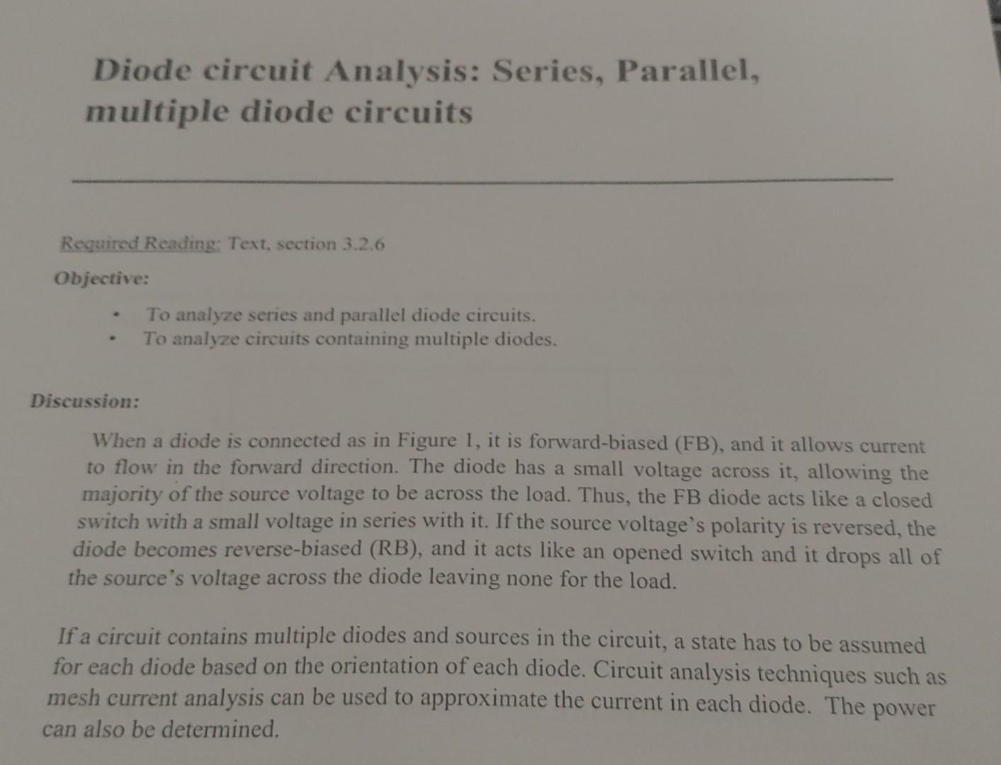 Solved Diode circuit Analysis Series, Parallel, multiple