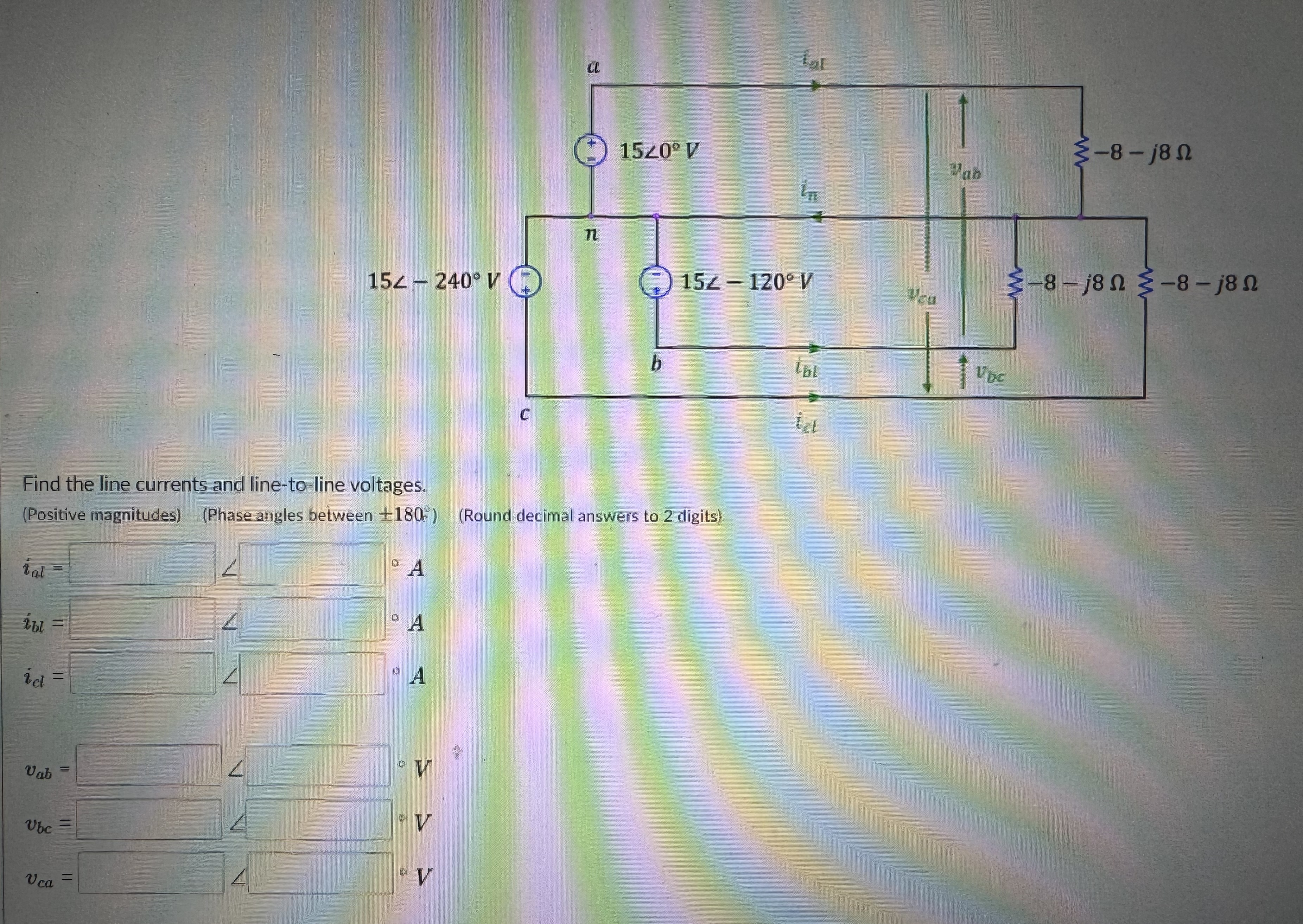 Solved Find the line currents and line-to-line | Chegg.com
