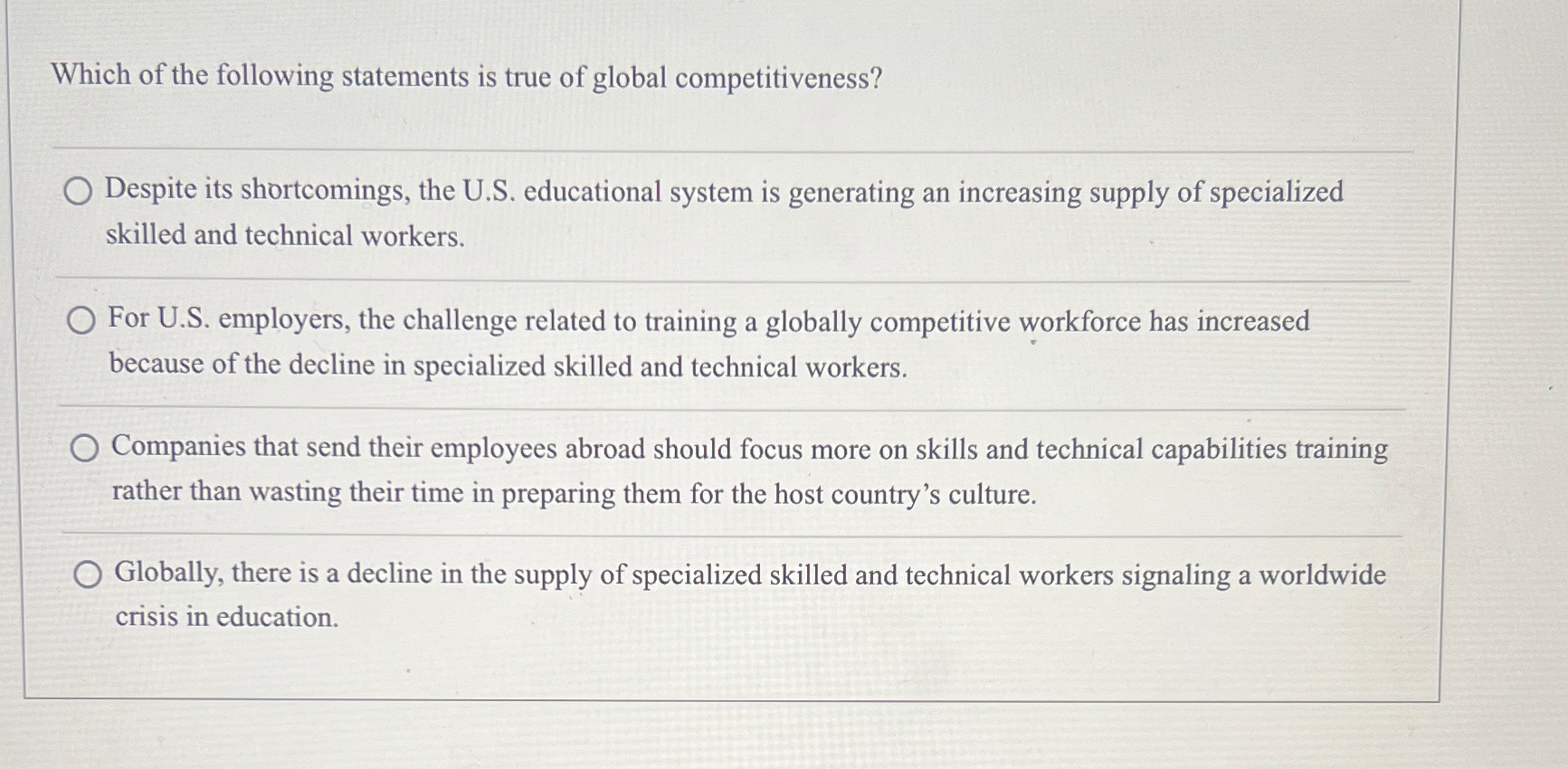 Solved Which of the following statements is true of global | Chegg.com