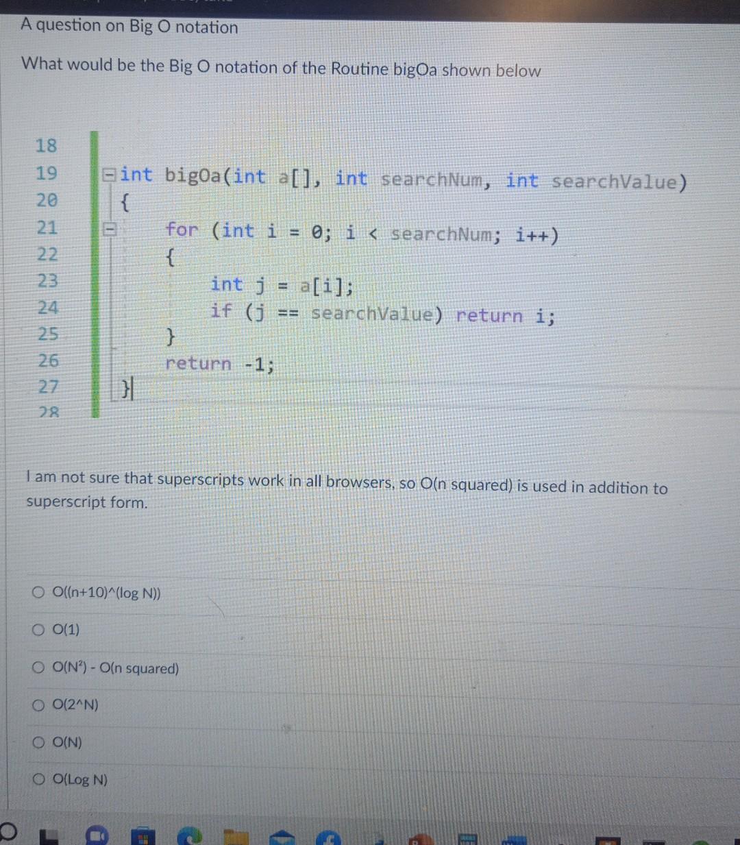 Solved O A question on Big O notation What would be the Big | Chegg.com