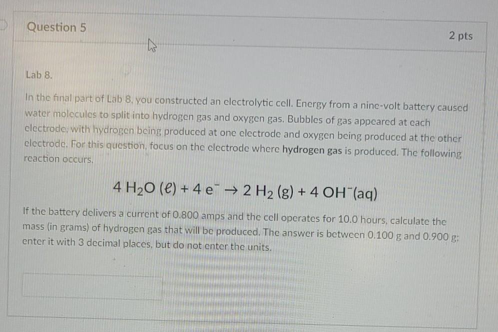 Solved Question 5 2 pts Lab 8. In the final part of Lab 8. | Chegg.com