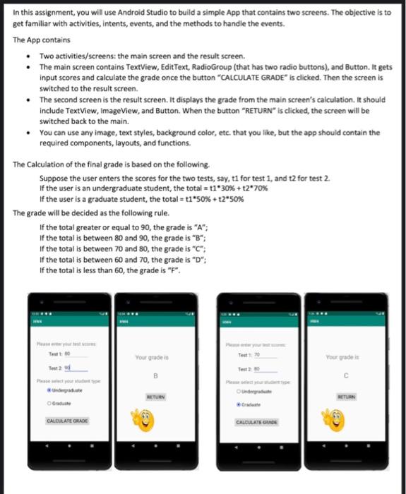 Solved In this assignment, you will use Android Studio to 